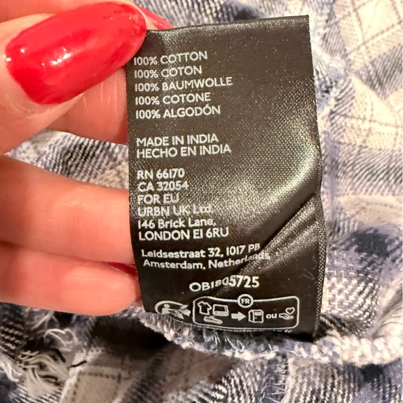 🔥BDG Blue and White Plaid Shirt Woman’s Size S NWOT 🔥 - Picture 5 of 7